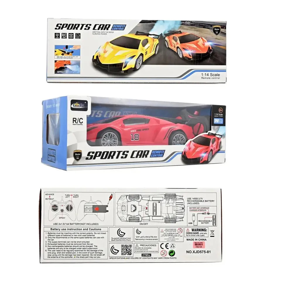 Remote Control Sports Car – Rechargeable Spray RC Car Toy