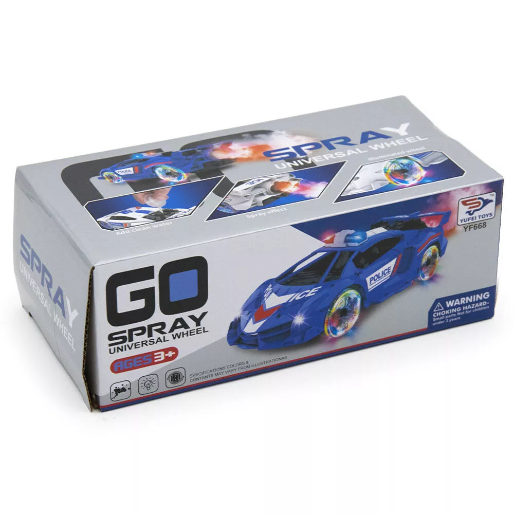 Spray Police Car – Light-Up Wheels & Spray Action Toy for Kids