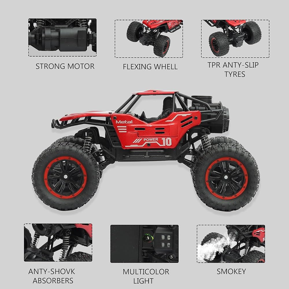Remote Control Off-Road Rock Crawler – Rechargeable RC Jeep with Spray Effect