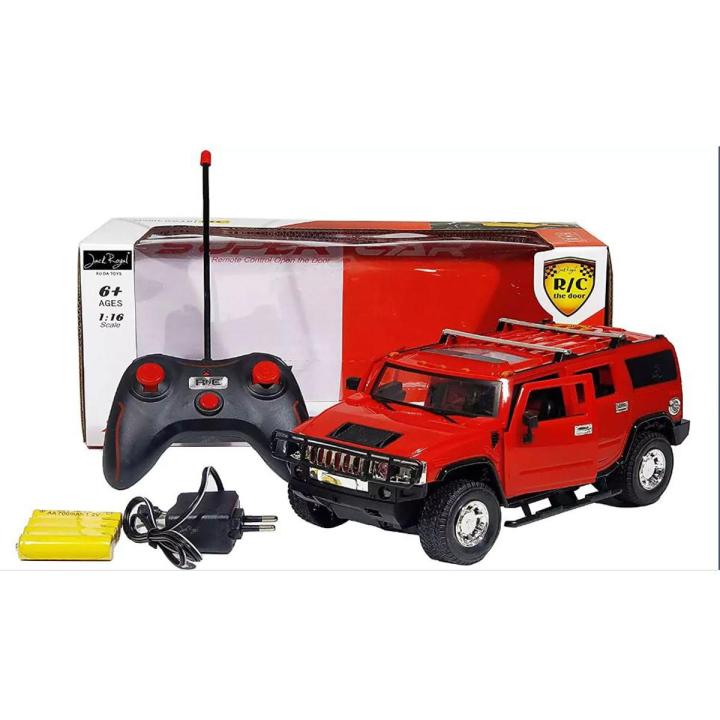 1:16 RC Hummer H2 SUV – Rechargeable Remote Control Car with Opening Doors & LED Lights