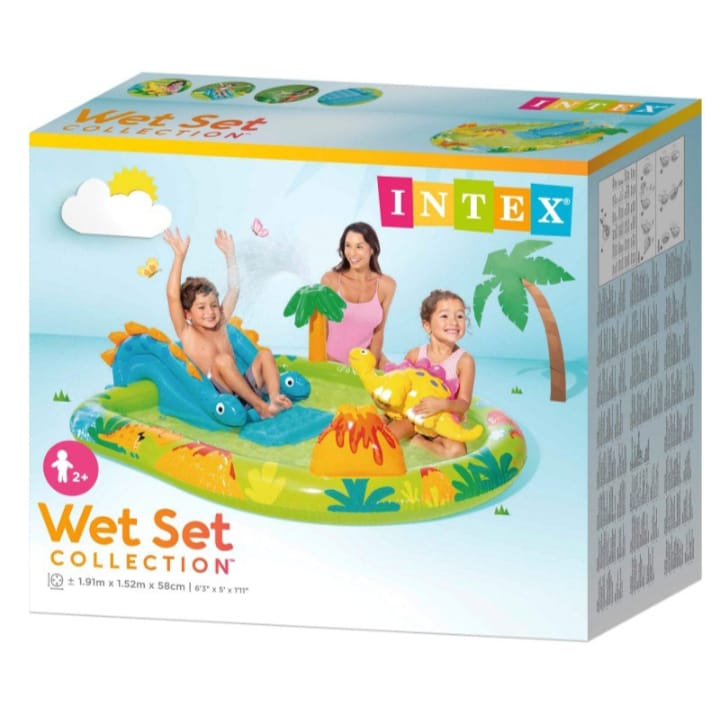 Intex Wet Set Dinosaur Kids Inflatable Play Pool - 6feet x 5feet x 2feet