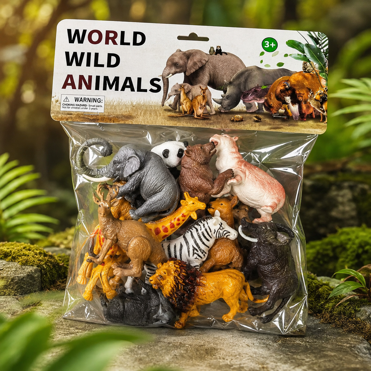 World Wild Animals Toy Figure Set – Realistic Jungle Animal Collection for Kids (3+ Years)