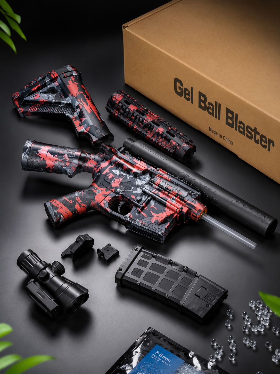 M4 Electric Gel Blaster Gun – | Rechargeable Automatic Toy Gun with Scope & Silencer
