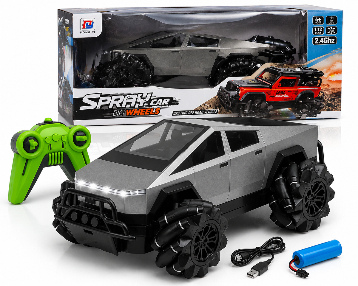 RC Spray Car Big Wheels – 4WD Off-Road Drift Remote Control Vehicle (1:12) Scale