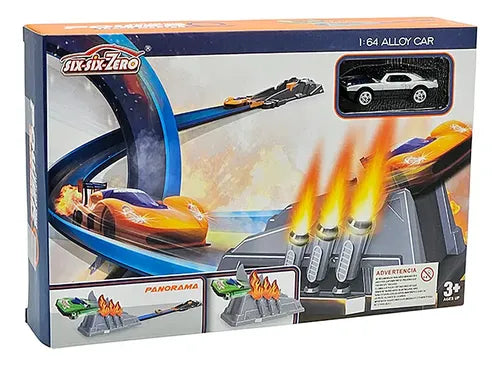 Stunt Car Track Set with Launch Pad & Die-Cast Alloy Car for Kids