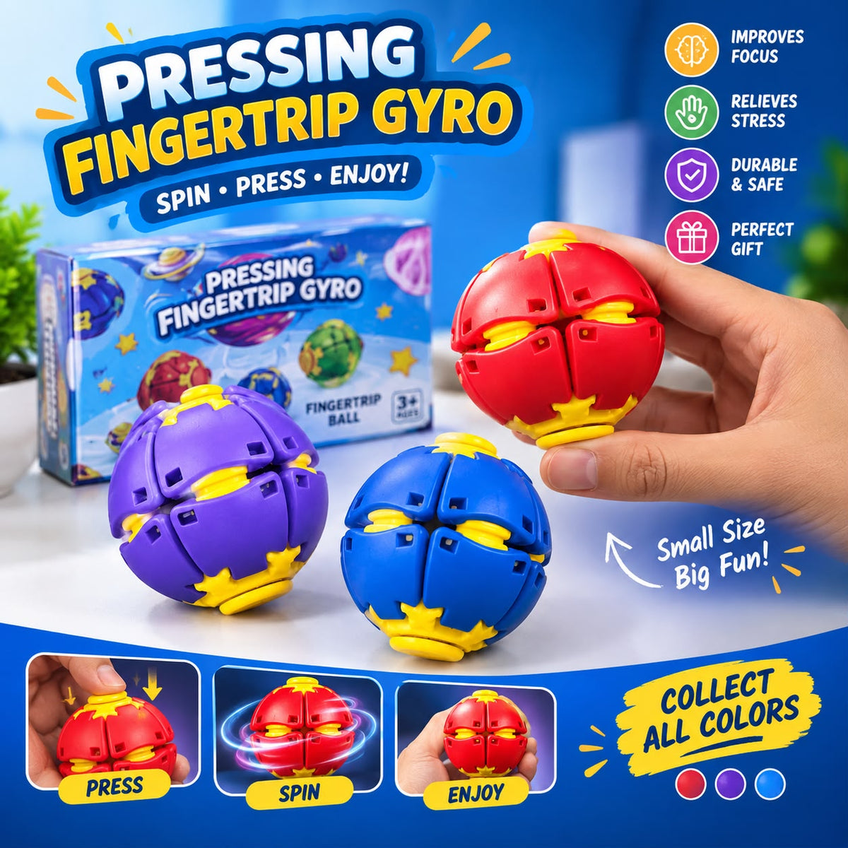 Pressing Finger Tip Gyro Ball β Spin & Rotate Fidget Toy