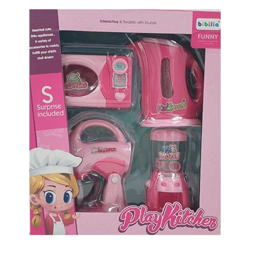 Kids Play Kitchen Appliance Set – 4-in-1 Pink Educational Pretend Cooking Toy