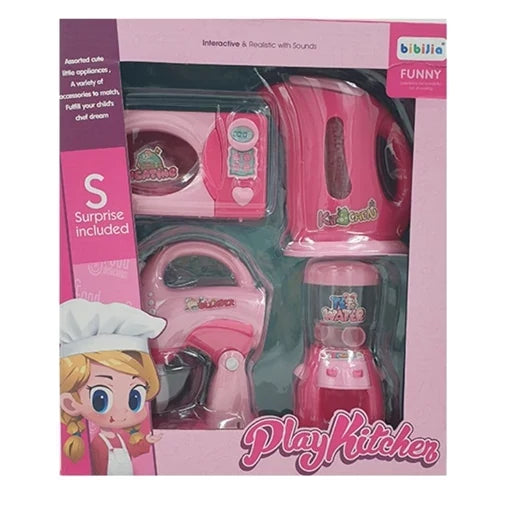 Kids Play Kitchen Appliance Set – 4-in-1 Pink Educational Pretend Cooking Toy