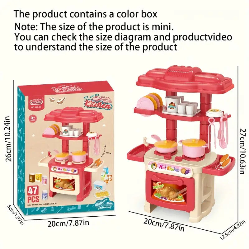 Mini Kitchen Play Set for Kids – 45 Pcs Pretend Cooking Toy Set