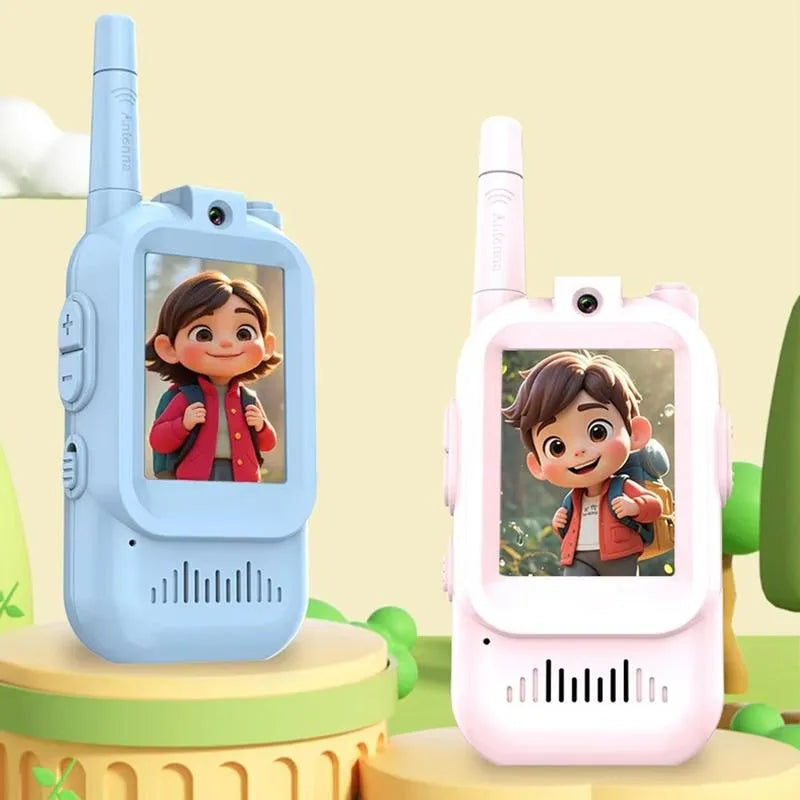 2Pcs Rechargeable Kids Video Walkie Talkie Set | Real-Time Video & Voice Communication Toy