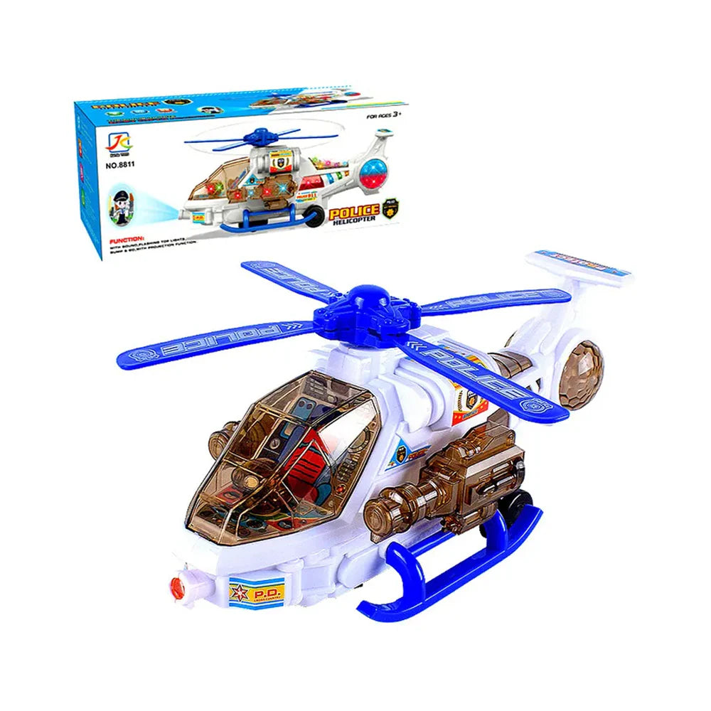 Police Helicopter Toy with Lights, Music & Rotating