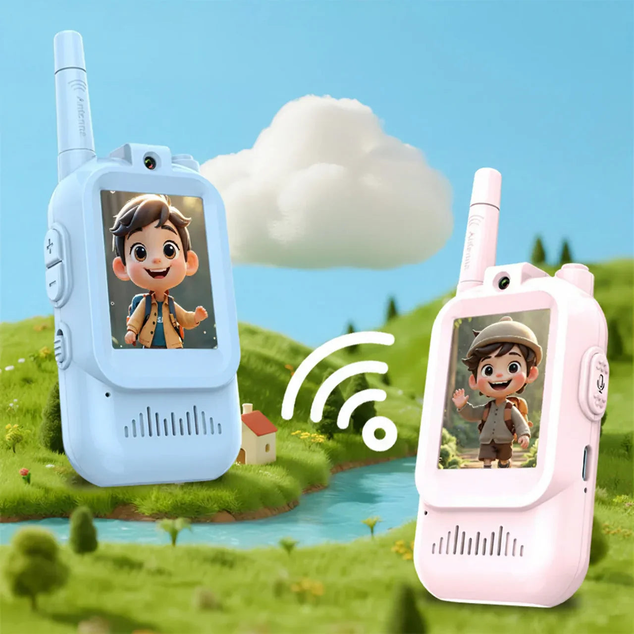 2Pcs Rechargeable Kids Video Walkie Talkie Set | Real-Time Video & Voice Communication Toy