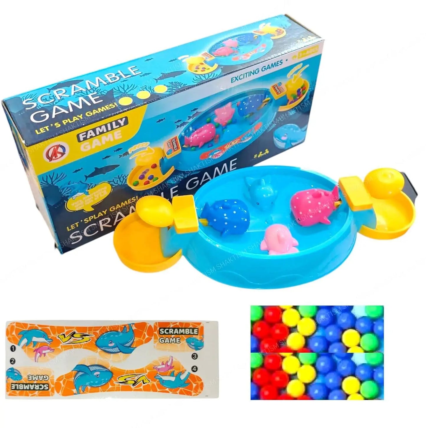 Ocean Theme Fish Scramble Game – Dolphin Eating Beans Ball Game for Kids & Family