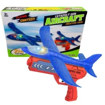 2-in-1 Foam Airplane Launcher Toy – Flying Glider Plane Gun for Kids