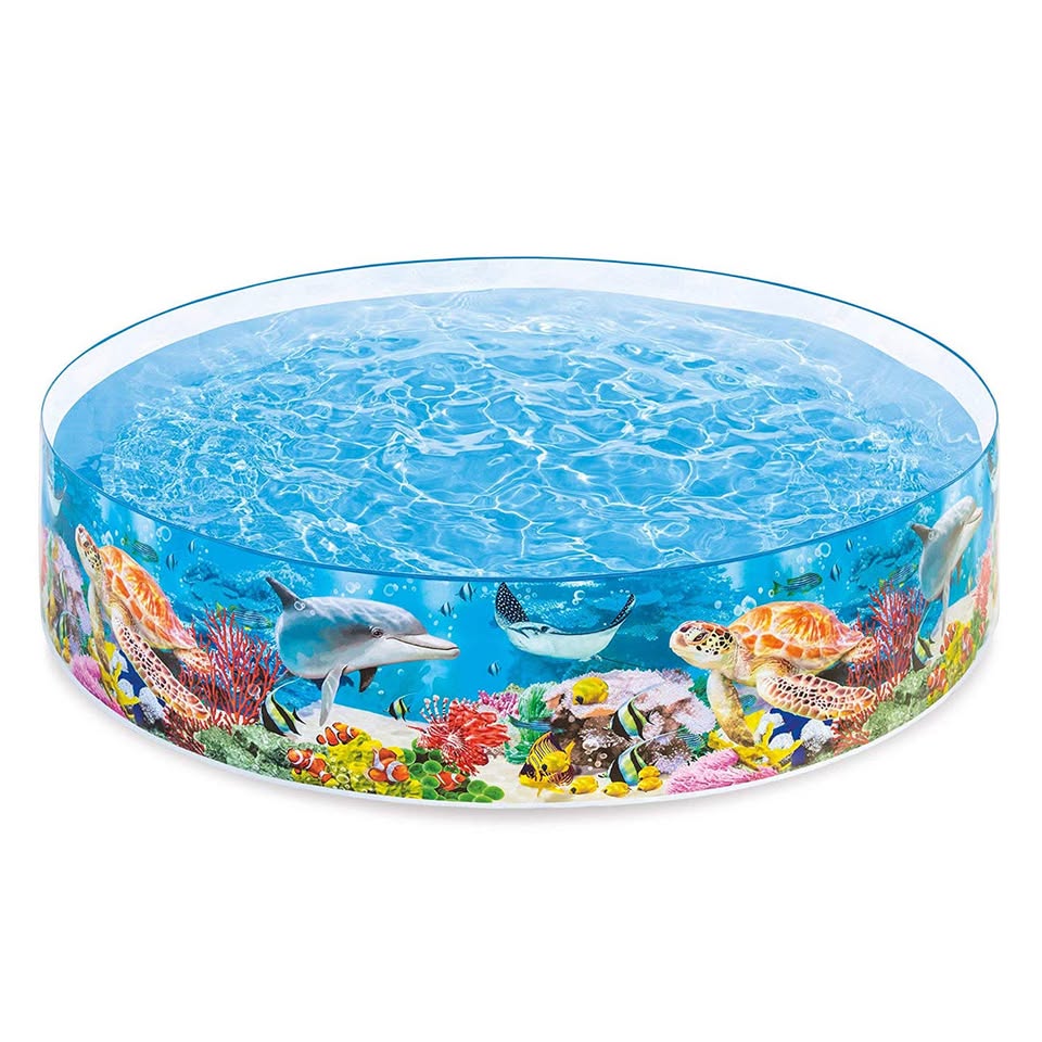 Intex Wet Set Collection Coral Reef Rigid Wall Kids Pool 8ft x 18in (244cm x 46cm) – Without Air Inflatable Swimming Pool