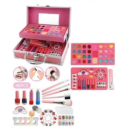 Kids Makeup Set for Girls – 46 Pcs Pretend Play Makeup Kit with Carry Case
