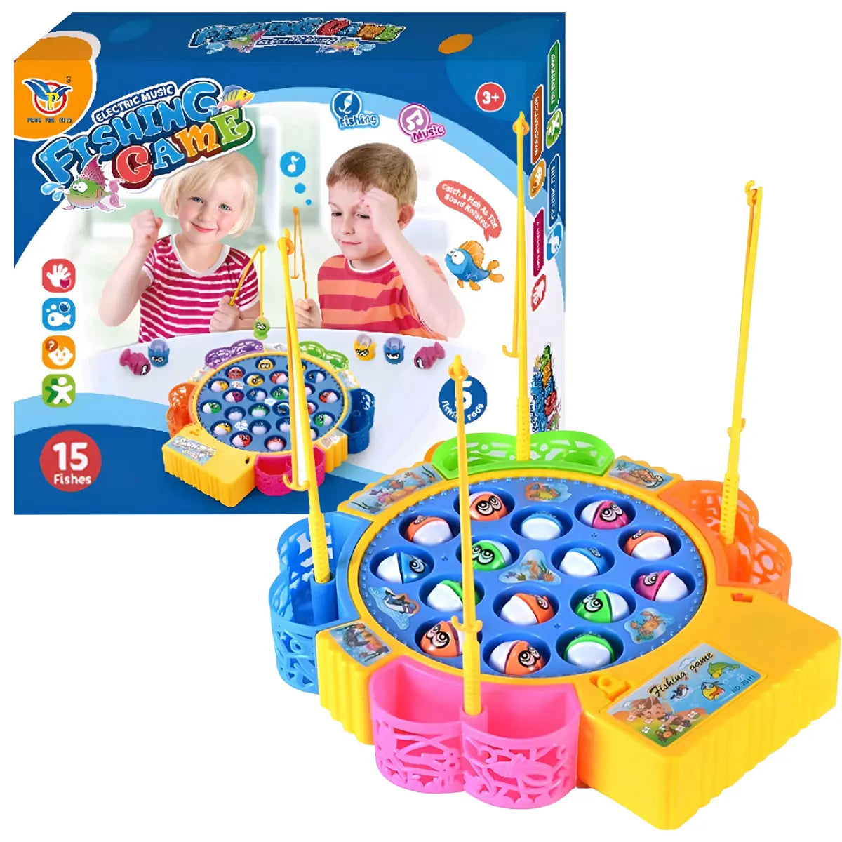 Electric Musical Fishing Game – Rotating Fishing Toy for Kids
