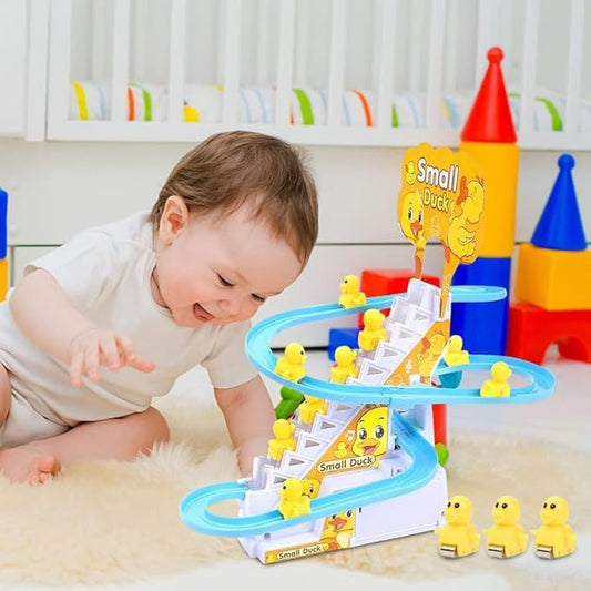 Small Duck Escalator Toy – Battery Operated Musical Duck Slide Track Toy for Kids