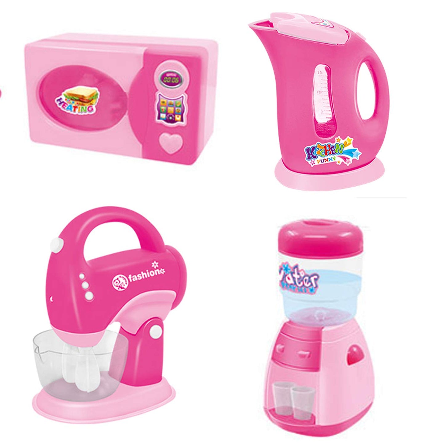 Kids Play Kitchen Appliance Set – 4-in-1 Pink Educational Pretend Cooking Toy