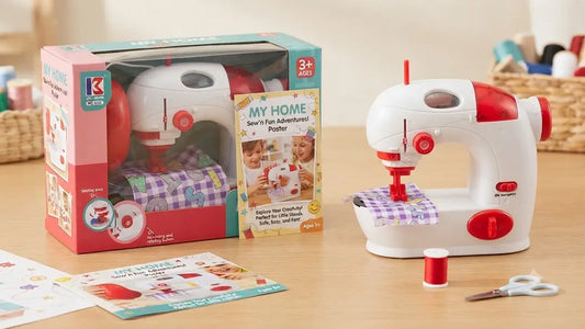 My Home Kids Sewing Machine Toy Set – Safe Pretend Play Sewing Machine with Fabric & Accessories