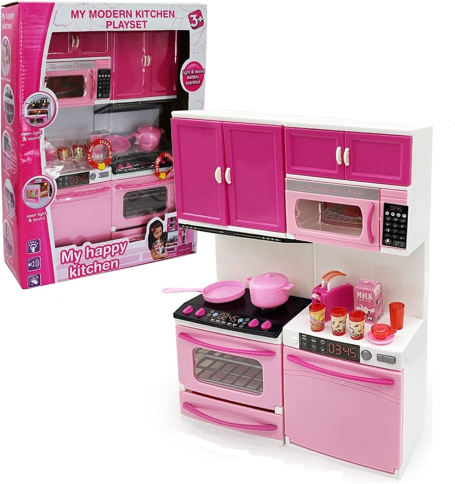 My Modern Kitchen Playset – Kids Pretend Cooking Toy Set with Lights & Sound