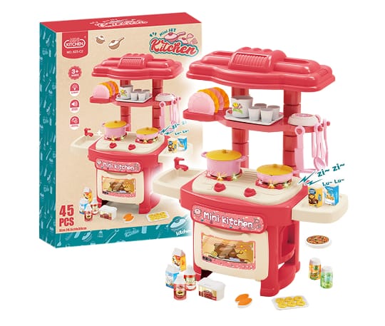 Mini Kitchen Play Set for Kids – 45 Pcs Pretend Cooking Toy Set