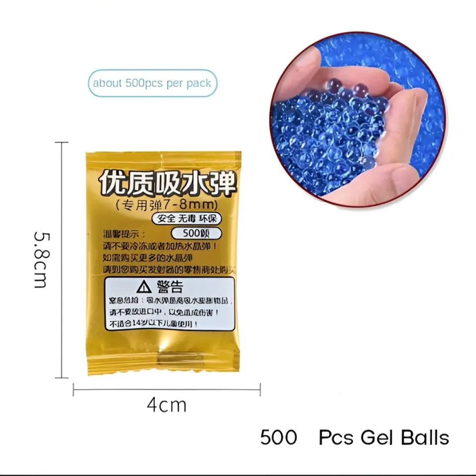 500 PCS Gel Balls Refill Pack (7–8mm) – Water Beads for Gel Blaster Toy Guns