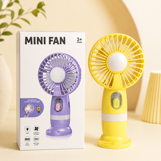 Rechargeable Mini Fan with LED Display – Portable USB Chargeable Fan