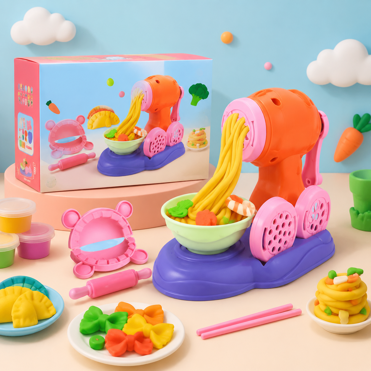Color Clay DIY Playset – Kids Creative Extruder & Clay Molding Kit