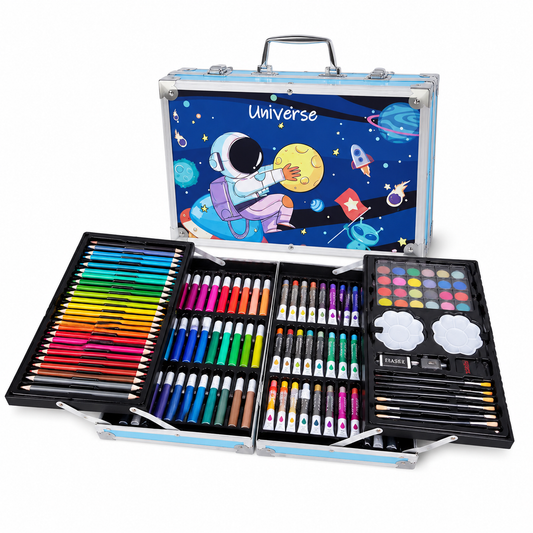 Art Set 145pcs Space Kid Color Kit, Drawing Supplies With Portable Aluminum Case
