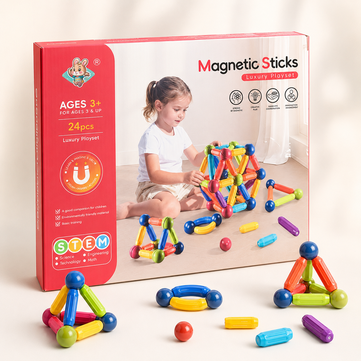 Magnetic Sticks Luxury Playset – 24 PCS