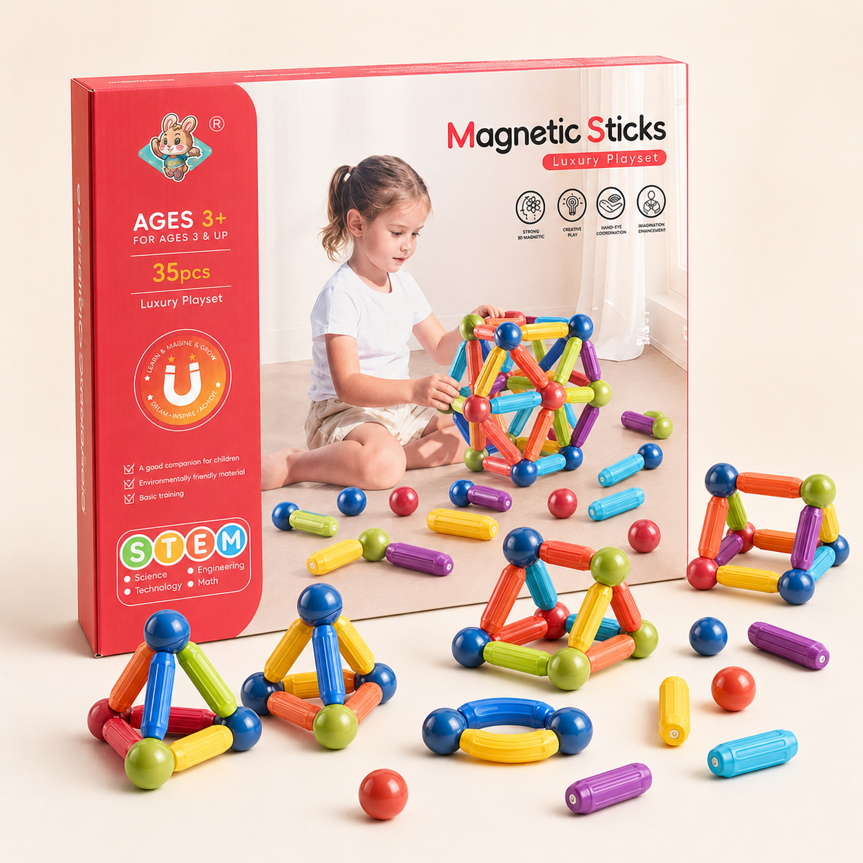 Magnetic Sticks Luxury Playset – 35 PCS