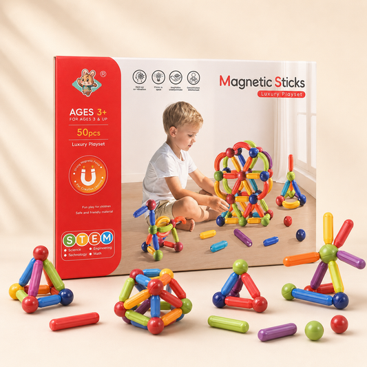 Magnetic Sticks Luxury Playset 50pcs – STEM Building Toy for Kids