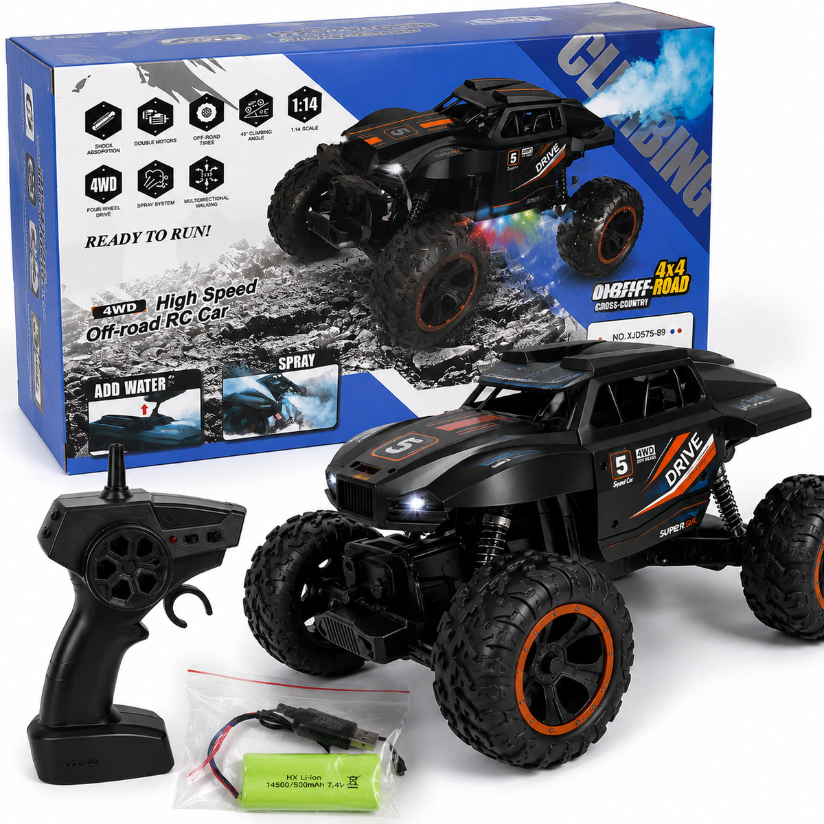 RC Climbing Spray Truck 4x4 Off-Road | High-Speed Remote Control Rock Crawler