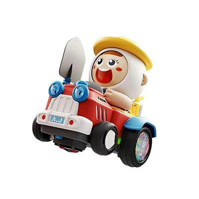 Electric Farm Adventure Cartoon Car Toy with Light & Music – Battery Operated Bump & Go Toy for Kids