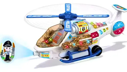 Police Helicopter Toy with Lights, Music & Rotating