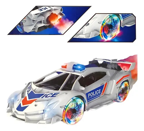 Spray Police Car – Light-Up Wheels & Spray Action Toy for Kids