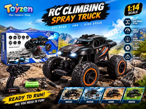 RC Climbing Spray Truck 4x4 Off-Road | High-Speed Remote Control Rock Crawler