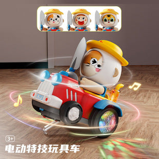 Electric Farm Adventure Cartoon Car Toy with Light & Music – Battery Operated Bump & Go Toy for Kids