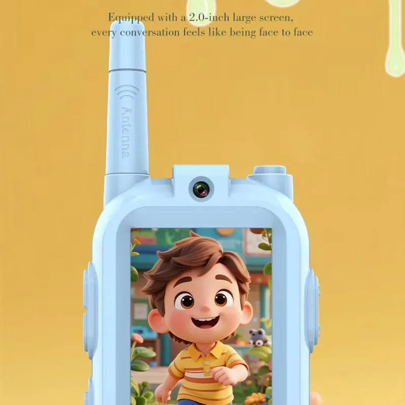 2Pcs Rechargeable Kids Video Walkie Talkie Set | Real-Time Video & Voice Communication Toy