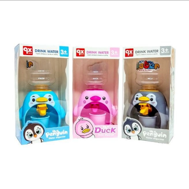 Cute Penguin & Duck Water Dispenser for Kids – Mini Drinking Water Bottle Toy Set (3+ Ages) – Fun Animal Design Beverage Dispenser