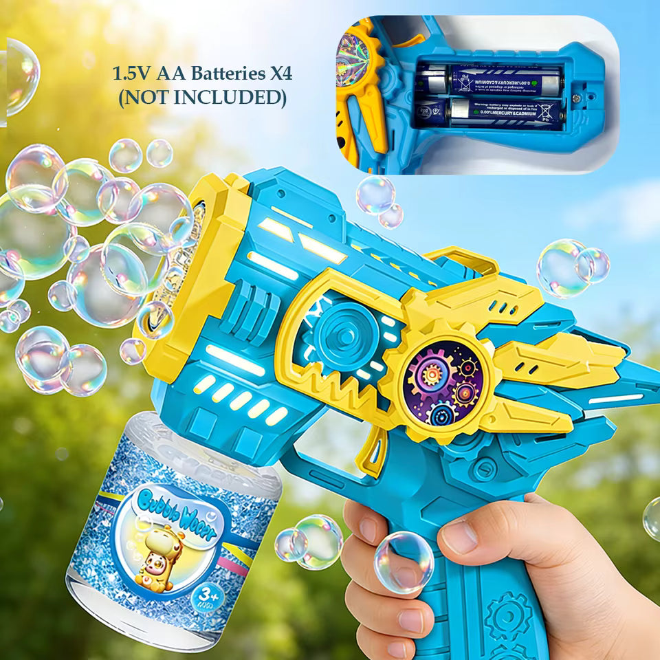 Bubble Gun Toy with Bubble Water – Automatic Bubble Blower for Kids