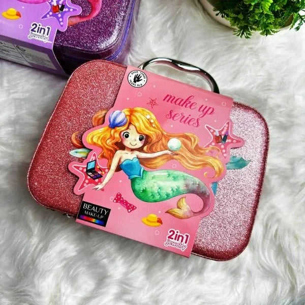 Makeup Kit for Kids with Carrying Bag – 2-in-1 Pretend Makeup & Jewelry Set