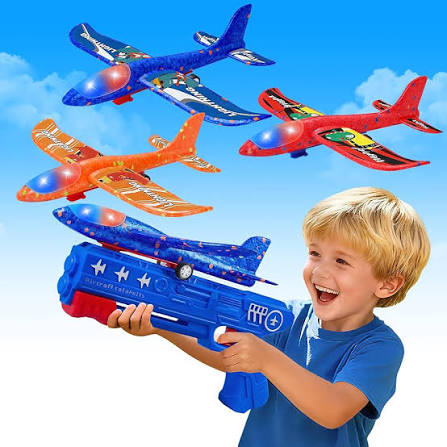 2-in-1 Foam Airplane Launcher Toy – Flying Glider Plane Gun for Kids
