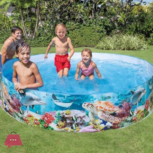 Intex Wet Set Collection Coral Reef Rigid Wall Kids Pool 8ft x 18in (244cm x 46cm) – Without Air Inflatable Swimming Pool